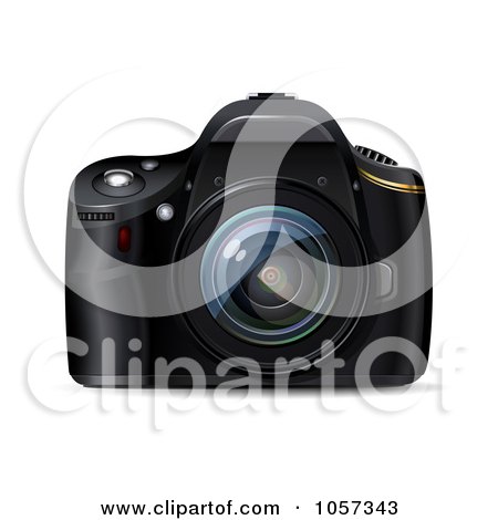 Royalty-Free Vector Clip Art Illustration of a 3d Black Digital Reflex Camera by Oligo