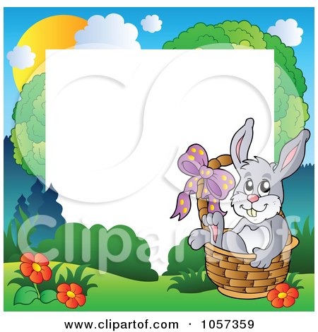 Royalty-Free Vector Clip Art Illustration of Frame Of An Easter Bunny Sitting In A Basket by visekart