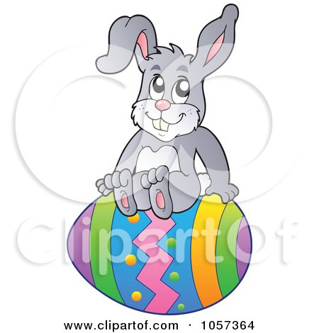 Royalty-Free Vector Clip Art Illustration of an Easter Bunny Sitting On An Egg by visekart