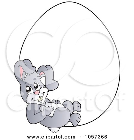 Royalty-Free Vector Clip Art Illustration of an Easter Bunny With A Giant Egg by visekart