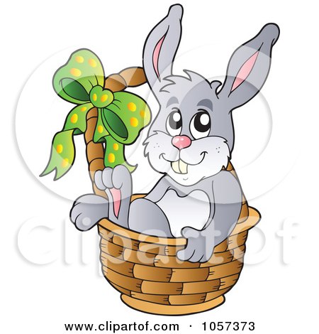 Royalty-Free Vector Clip Art Illustration of an Easter Bunny Sitting In A Basket by visekart