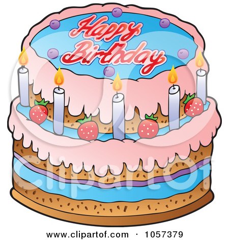 Royalty-Free Vector Clip Art Illustration of a Strawberry Birthday Cake by visekart