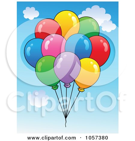 Royalty-Free Vector Clip Art Illustration of a Bunch Of Birthday Balloons Floating In A Sky by visekart