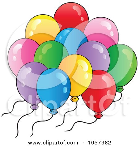 Royalty-Free Vector Clip Art Illustration of a Bunch Of Birthday Balloons Floating Away by visekart