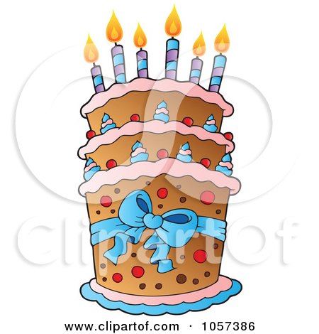 Royalty-Free Vector Clip Art Illustration of a Tiered Birthday Cake With Candles by visekart