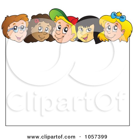 Royalty-Free Vector Clip Art Illustration of Diverse Children Over A Blank Sign by visekart