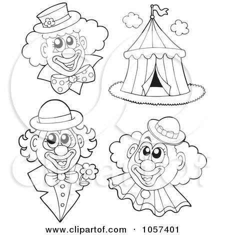 Royalty-Free Vector Clip Art Illustration of a Digital Collage Of Circus Clowns by visekart
