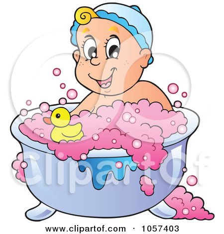 Royalty-Free Vector Clip Art Illustration of a Baby Taking A Bubbly Bath by visekart