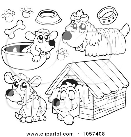 Royalty-Free Vector Clip Art Illustration of a Digital Collage Of Outlined Dogs by visekart