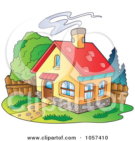 Royalty-Free Vector Clip Art Illustration of a House With Smoke Rising From The Chimney by visekart