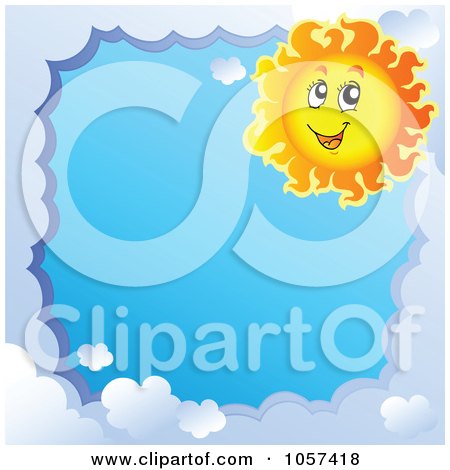 Royalty-Free Vector Clip Art Illustration of a Cloud Frame And A Sun Around Blue Sky by visekart