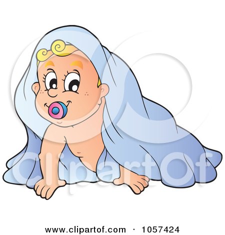 Royalty-Free Vector Clip Art Illustration of a Baby Crawling Under A Blanket by visekart