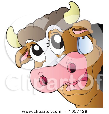 Royalty-Free Vector Clip Art Illustration of a Happy Brown Cow by visekart