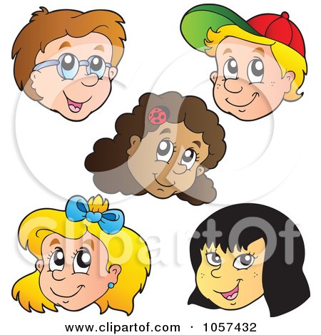 Royalty-Free Vector Clip Art Illustration of a Digital Collage Of Faces Of Diverse Children by visekart