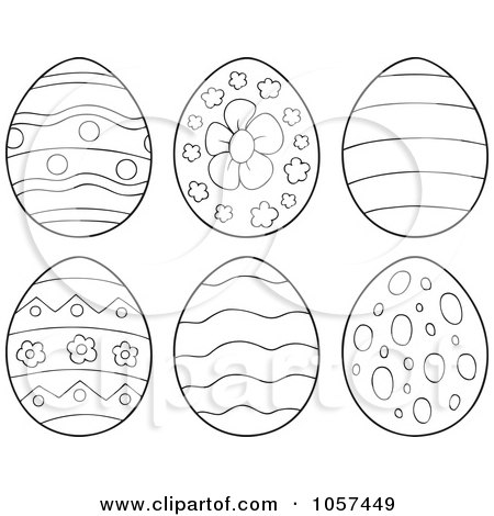 Royalty-Free Vector Clip Art Illustration of a Digital Collage Of Outlined Patterned Easter Eggs by visekart