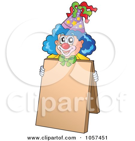 Royalty-Free Vector Clip Art Illustration of a Circus Clown With A Blank Board by visekart