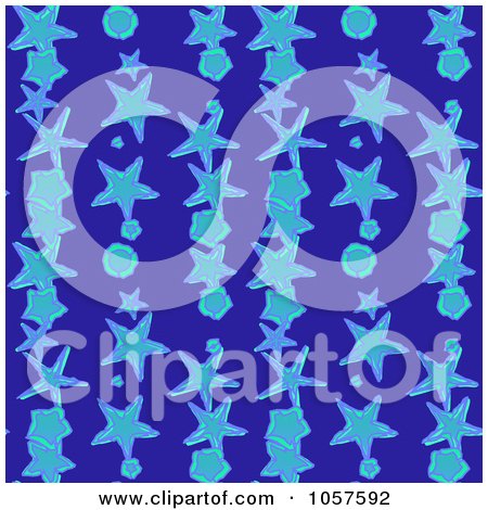 Royalty-Free CGI Clip Art Illustration of a Background Pattern Of Starfish On Blue by chrisroll