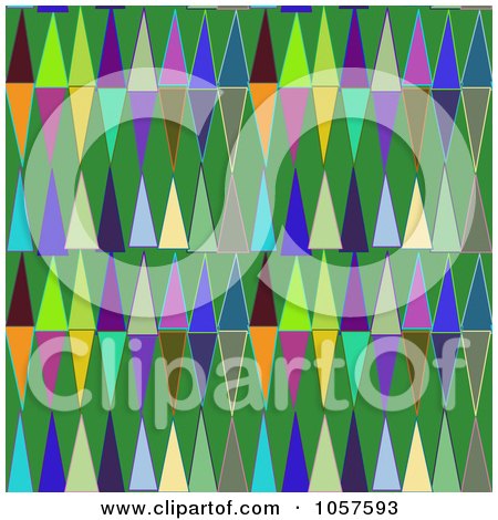 Royalty-Free CGI Clip Art Illustration of a Background Of Colorful Triangles On Green by chrisroll