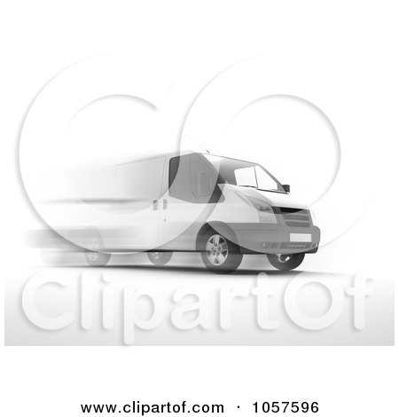 Royalty-Free CGI Clip Art Illustration of a 3d Fast Delivery Van by chrisroll
