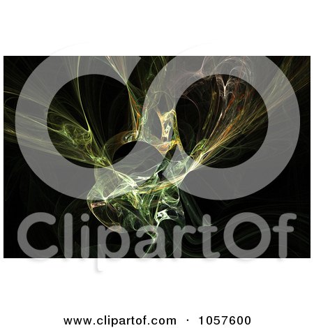 Royalty-Free CGI Clip Art Illustration of a Background Of A Green Smoke Fractal On Black by chrisroll