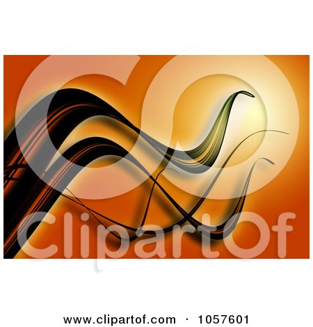 Royalty-Free CGI Clip Art Illustration of a Background Of Waves On Orange by chrisroll