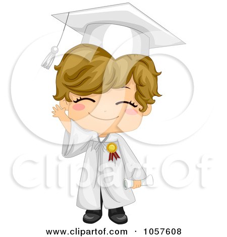 Royalty-Free Vector Clip Art Illustration of a Cute Graduate Boy Waving by BNP Design Studio