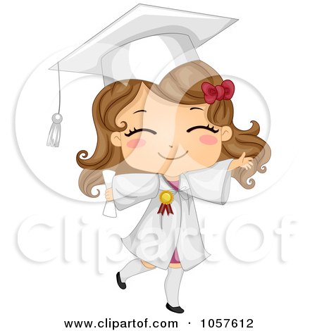 Royalty-Free Vector Clip Art Illustration of a Cute Graduate Girl Walking by BNP Design Studio