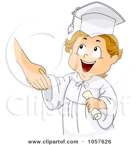 Royalty-Free Vector Clip Art Illustration of a Graduate Boy Shaking Hands With A Teacher by BNP Design Studio