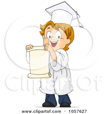 Royalty-Free Vector Clip Art Illustration of a Graduate Boy Facing Left And Holding A Scroll by BNP Design Studio