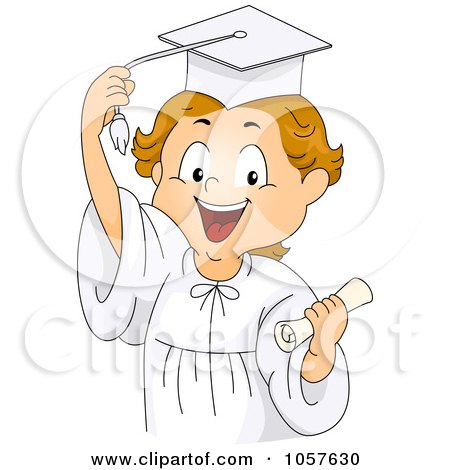Royalty-Free Vector Clip Art Illustration of a Graduate Boy Holding A Diploma And Grabing His Tassel by BNP Design Studio