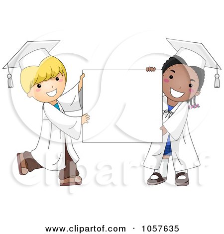 Royalty-Free Vector Clip Art Illustration of Cute Graduate Kids Holding A Sign by BNP Design Studio