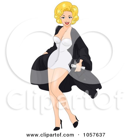 Royalty-Free Vector Clip Art Illustration of a Retro Blond Graduation Pinup Woman by BNP Design Studio