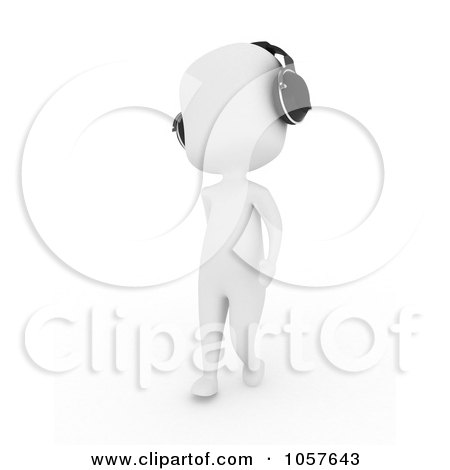 Royalty-Free CGI Clip Art Illustration of a 3d Ivory Man Wearing Head Phones - 1 by BNP Design Studio