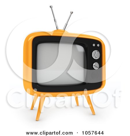 Royalty-Free CGI Clip Art Illustration of a 3d Yellow Box Tv by BNP Design Studio