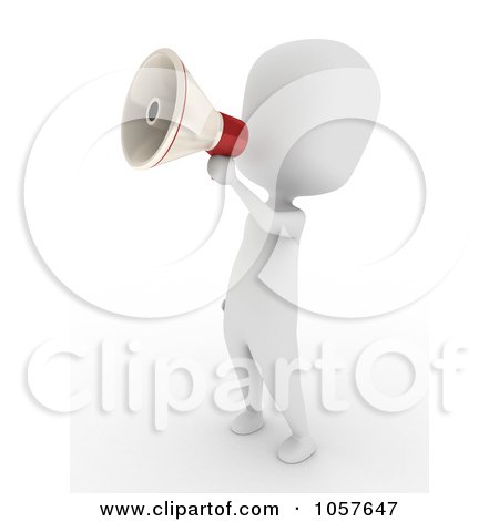 Royalty-Free CGI Clip Art Illustration of a 3d Ivory Person Announcing by BNP Design Studio