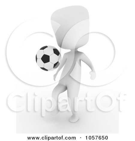 Royalty-Free CGI Clip Art Illustration of a 3d Ivory Man Playing Soccer - 1 by BNP Design Studio