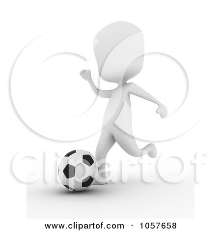 Royalty-Free CGI Clip Art Illustration of a 3d Ivory Man Playing Soccer - 2 by BNP Design Studio