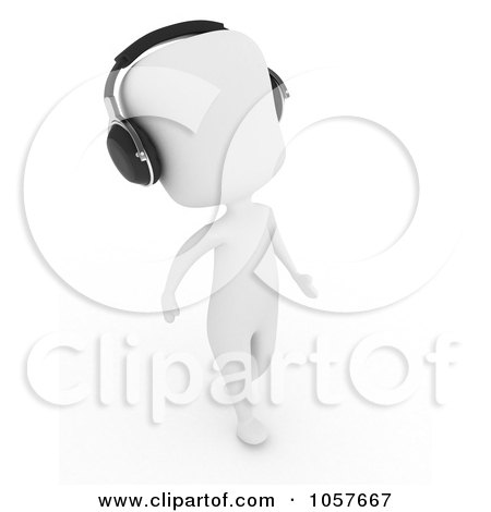 Royalty-Free CGI Clip Art Illustration of a 3d Ivory Man Wearing Head Phones - 2 by BNP Design Studio