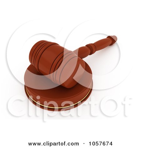 Royalty-Free CGI Clip Art Illustration of a 3d Gavel On A Wooden Sound Block - 2 by BNP Design Studio