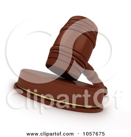 Royalty-Free CGI Clip Art Illustration of a 3d Gavel On A Wooden Sound Block - 1 by BNP Design Studio