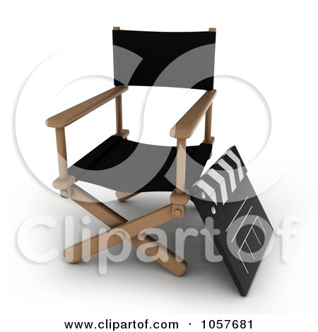 Royalty-Free CGI Clip Art Illustration of a 3d Directors Chair And Clapper Board by BNP Design Studio