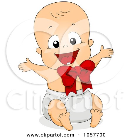 Royalty-Free Vector Clip Art Illustration of a New Year Baby Wearing A Red Ribbon by BNP Design Studio