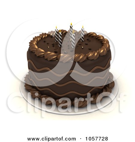 Royalty-Free CGI Clip Art Illustration of a 3d Chocolate Birthday Cake With Spiral Candles by BNP Design Studio