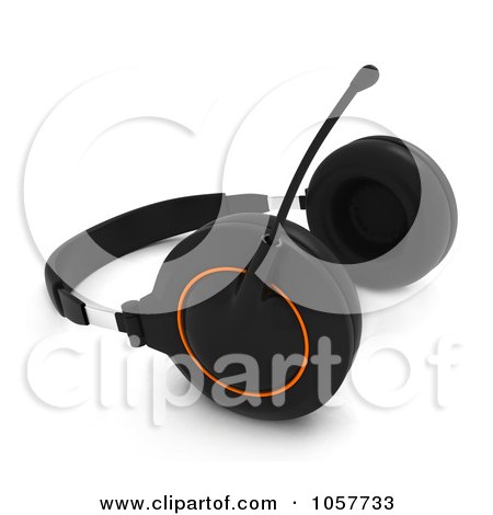Royalty-Free CGI Clip Art Illustration of a 3d Pair Of Headphones With A Boom by BNP Design Studio