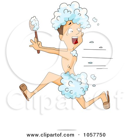 Royalty-Free Vector Clip Art Illustration of a Running Man Covered In Bubbles by BNP Design Studio