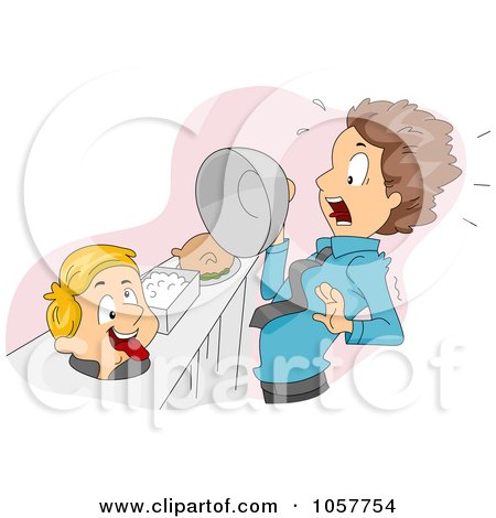 Royalty-Free Vector Clip Art Illustration of a Boy Scaring A Man From Under A Cover At A Buffet Table by BNP Design Studio