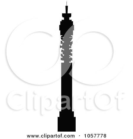 Royalty-Free Vector Clip Art Illustration of a Black Silhouetted Post Office Tower by cidepix