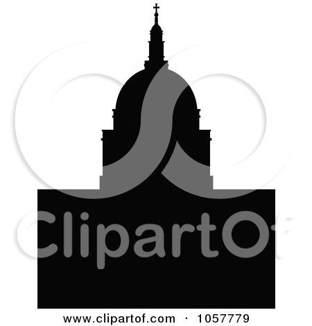 Royalty-Free Vector Clip Art Illustration of a Black Silhouetted St Pauls Cathedral by cidepix