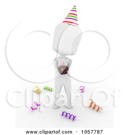 Royalty-Free CGI Clip Art Illustration of a 3d Ivory Man Holding A Cupcake by BNP Design Studio