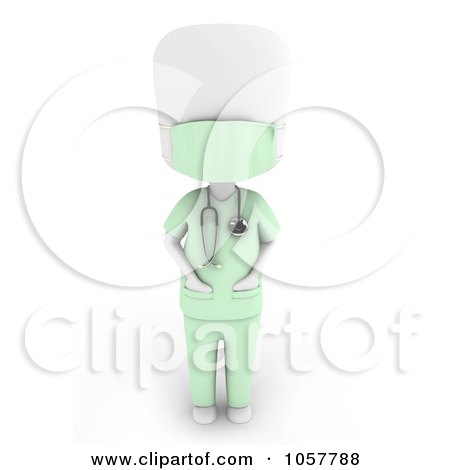 Royalty-Free CGI Clip Art Illustration of a 3d Ivory Man Surgeon In Scrubs by BNP Design Studio